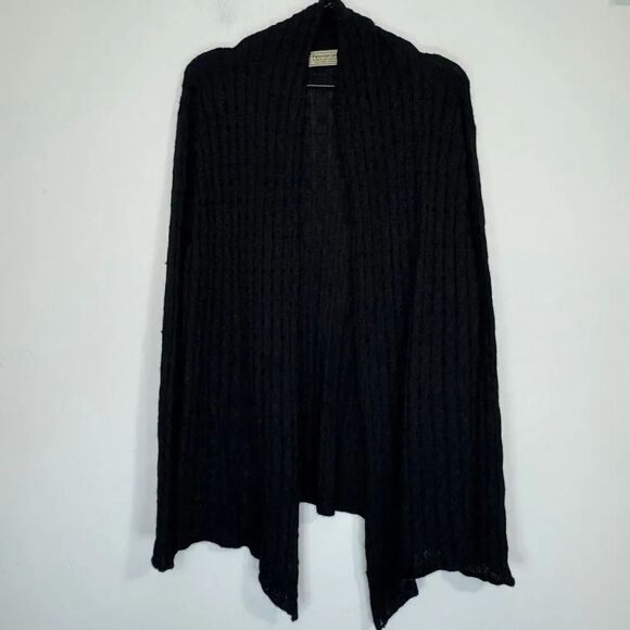 Peruvian Link Sweaters - Peruvian Link Black Baby Alpaca Cable Knit Cardigan L/XL